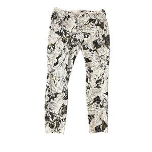 7 for All Mankind Paradise Palm Print Step Hem Ankle Skinny Jeans Size 32